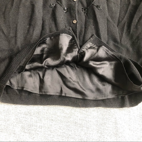 New Banana Republic black fine merino wool silk beaded cardigan sweater M medium - Picture 4 of 5